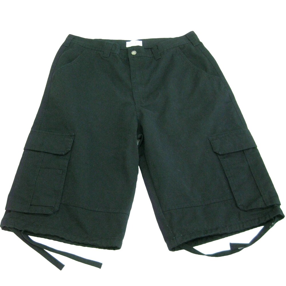 Solid Black Men's (Size 38) Cargo Walking Shorts 7 Pockets Zipper Fly Lime Tree